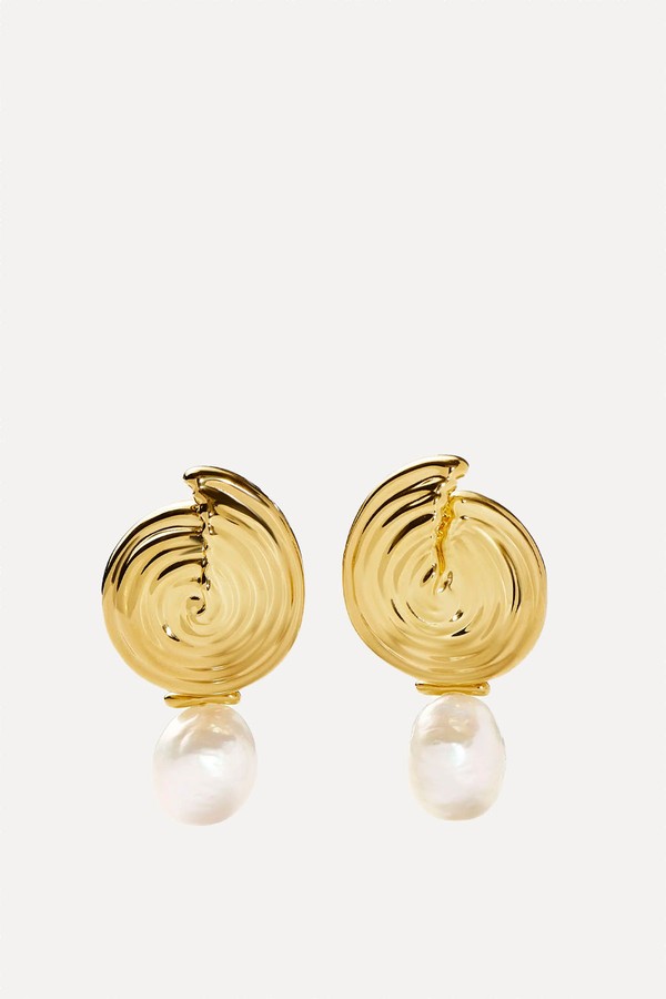 Spiral Interchangeable Pearl Drop Earrings