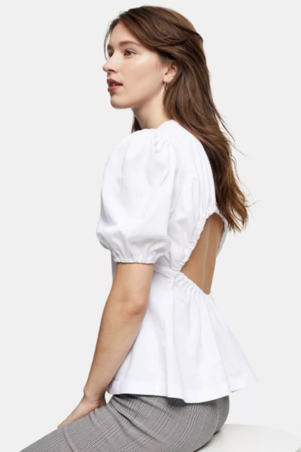 White Premium Open Back T-Shirt