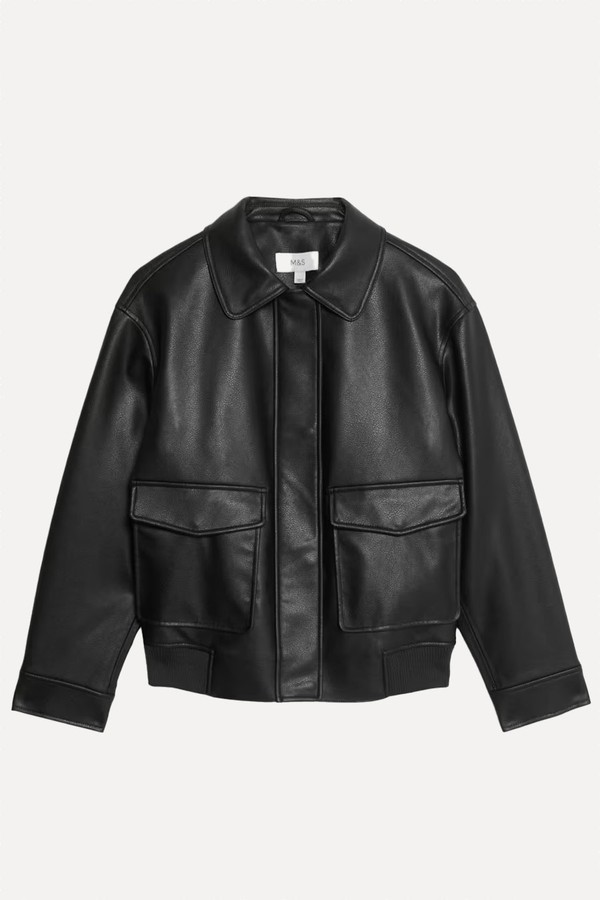 Faux Leather Relaxed Fit Jacket from Marks & Spencer