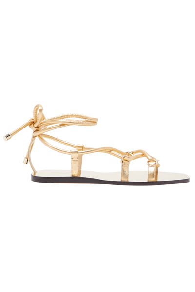 Aziza Wrap-Around Metallic-Leather Sandals from Jimmy Choo