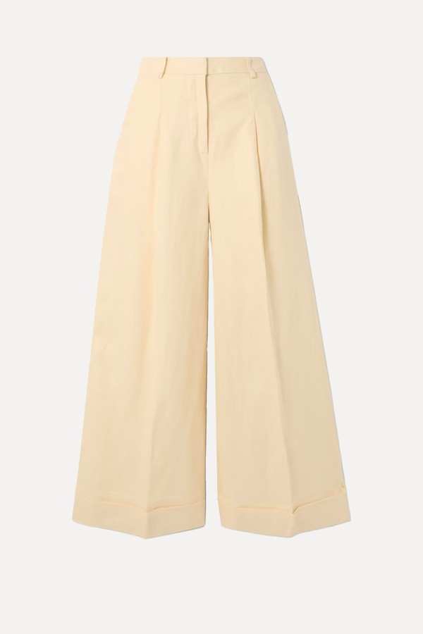 Clove Pleated Linen Wide-Leg Pants from Faithfull