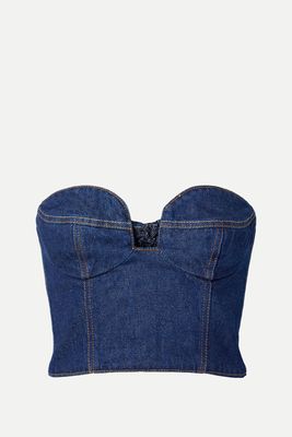 Strapless Cropped Denim Bustier Top   from Magda Butrym