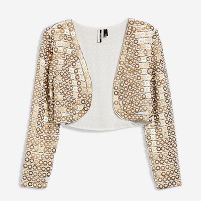 Embellished Cropped Jacket from Topshop