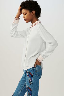 Shirt With Embroidered Collar
