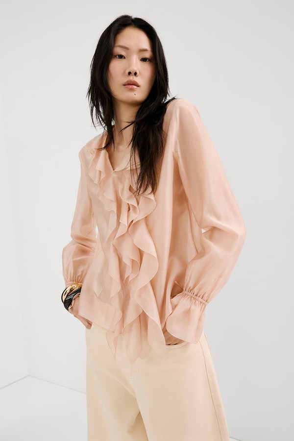 Ruffled Lyocell Blouse