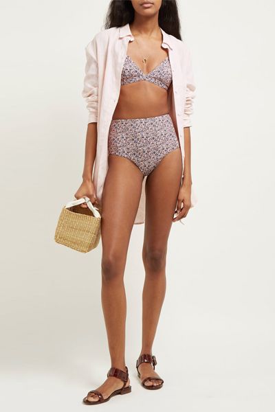 Floral-Print High-Rise Bikini Brief from Matteau