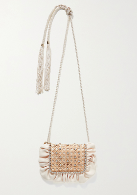 Panino Crystal-Embellished Wicker & Twill Bag from Rosantica