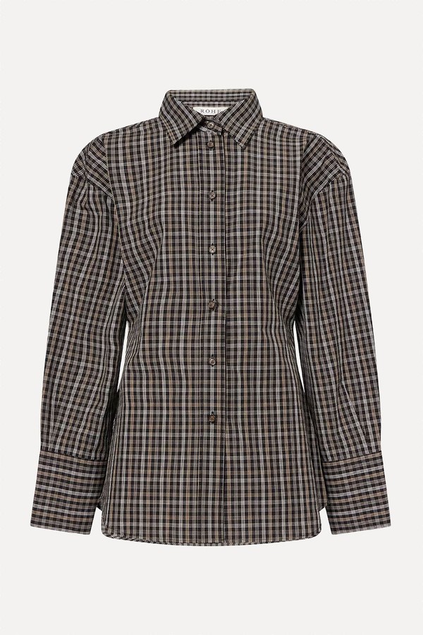 Cinched Checked Cotton Shirt from Róhe