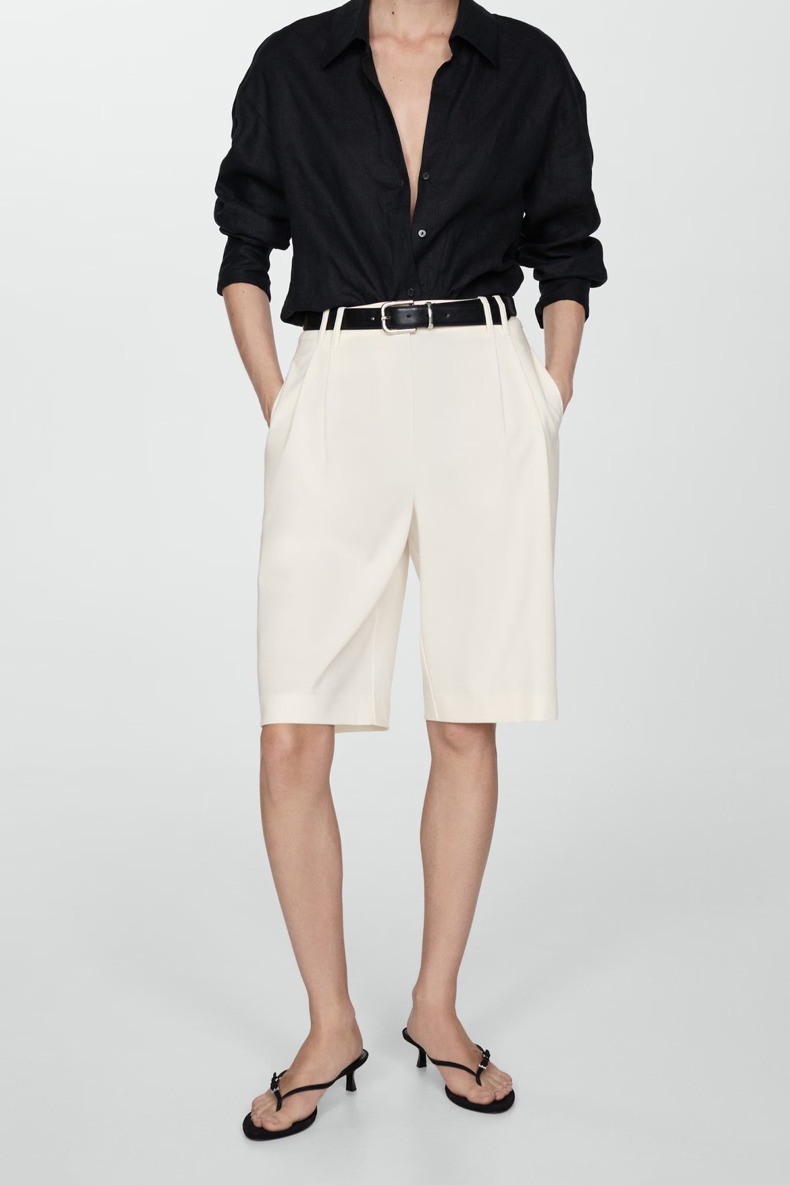 Straight-Fit High-Waist Bermuda Shorts from Mango