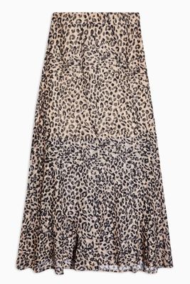 Leopard Print Burnout Maxi Skirt