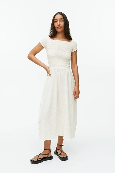 Off-Shoulder Smock Dress