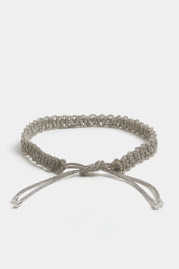  Silver Diamante Weave Belt from River Island