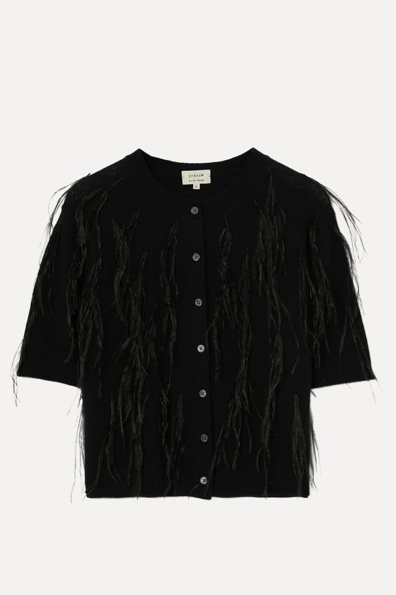 Feather Embellished Cardigan