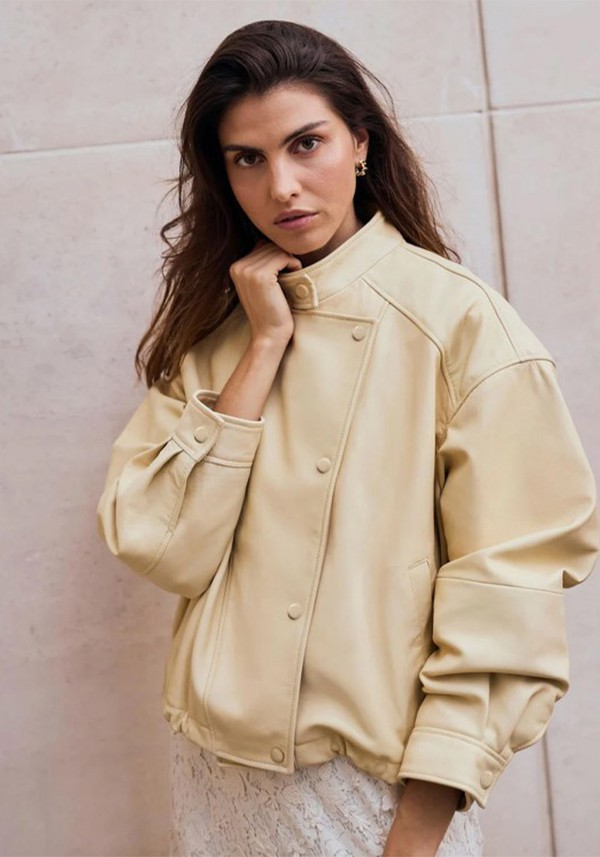 Leather Cropped Pilot Bomber Jacket*