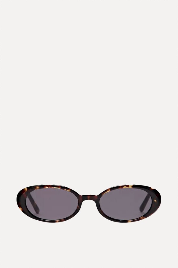 Tortoiseshell-Effect Mini Oval Sunglasses