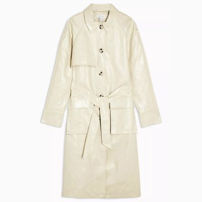 Ecru Faux Crocodile Trench Coat from Topshop