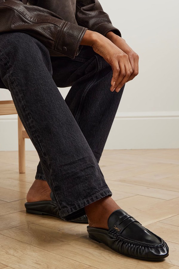 Le Loafer Logo-Embellished Mules from Saint Laurent
