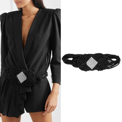 Crystal Embellished Braided Suede And Cord Belt from Saint Laurent