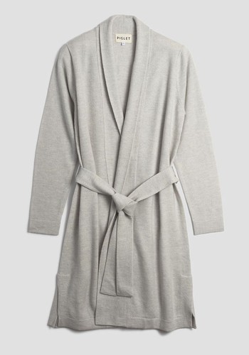 Dove Grey Merino Wool Dressing Gown from Piglet