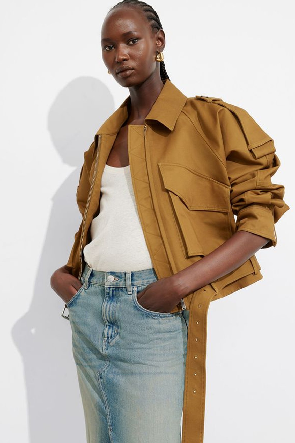 Belted Patch-Pocket Jacket from & Other Stories