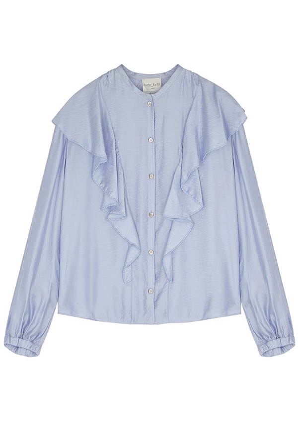 Blue Ruffle-Trimmed Modal-Blend Blouse from Forte_Forte