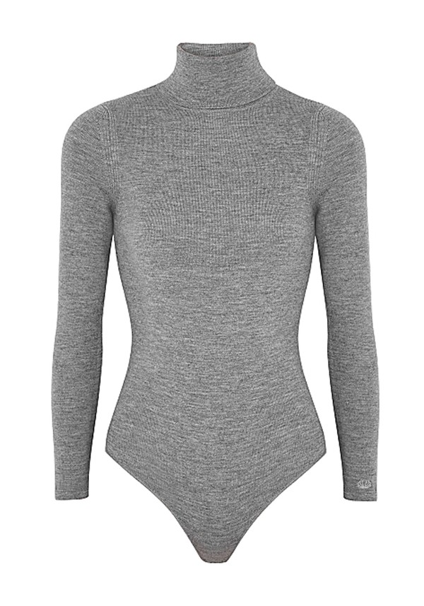 Galora Grey Roll-Neck Wool Bodysuit from Loulou Studio