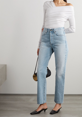 Myra Organic Mid-Rise Straight-Leg Jeans from Goldsign