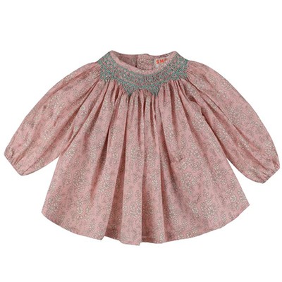 Joan Of Arc Blouse Liberty Pink Capel With Mint Smocking from Smock London