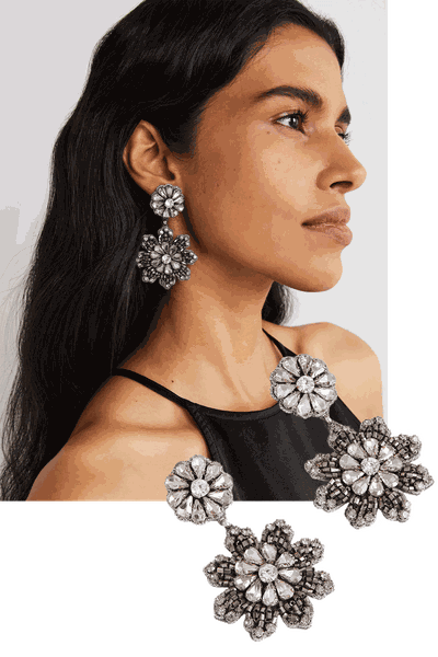 Embellished Floral Earrings, £42