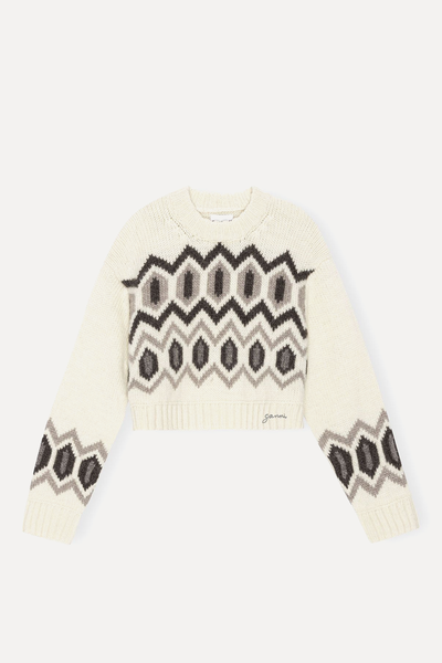 Chunky Wool Cropped O-Neck Sweater from Ganni 