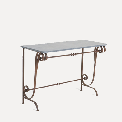 Stone Top Wrought Iron Console Table from Dorian Antiques