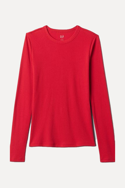 Ribbed Long Sleeve Crew Neck T-Shirt from GAP