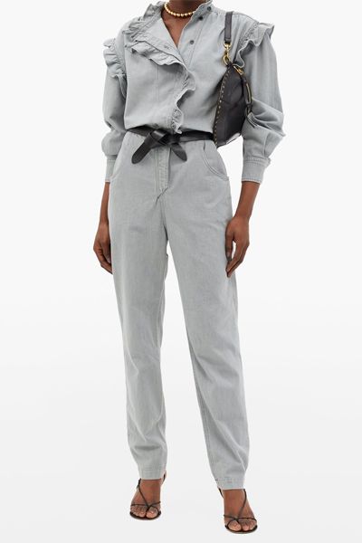 Gayle Ruffled Denim Jumpsuit from Isabel Marant Etoile 