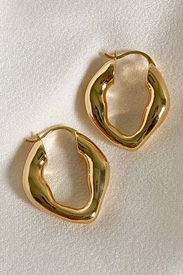 18k Gold Organic Hoop Earrings, £20 | Grey Collective