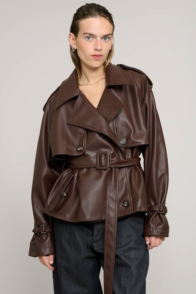 Cropped Leather Trench from Pixie Market