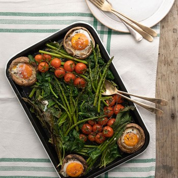 Melissa Hemsley's Stuffed Mushrooms With Asparagus & Tomatoes