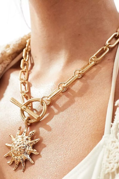 Necklace With T-Bar & Sun Charm Detail from ASOS