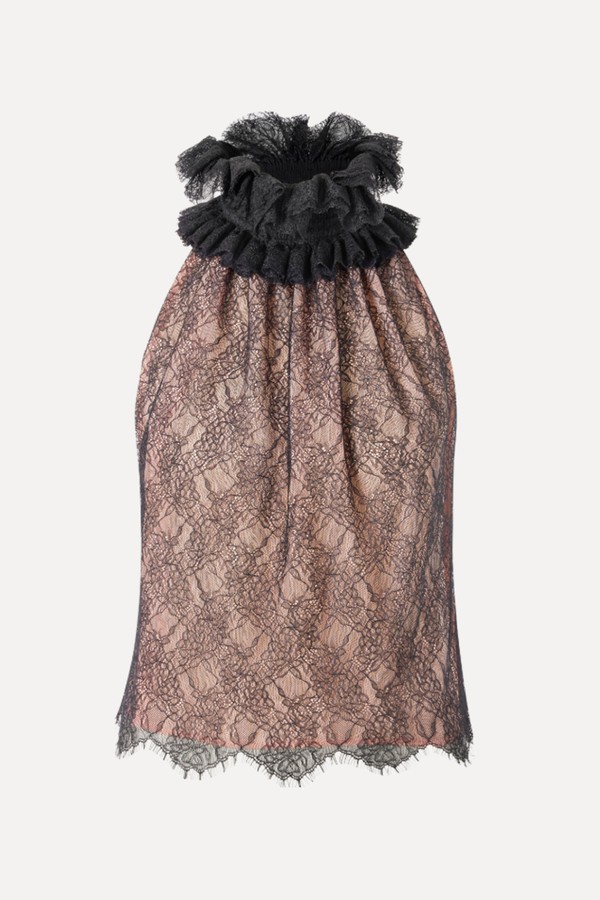 Lace Top With Ruff Collar