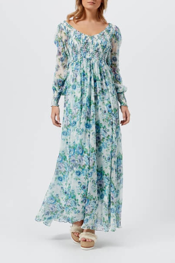 Breeze Shirred Dress – Azure Wallpaper from Zimmermann