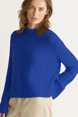 Cropped Cashmere Sweatshirt Klein Blue 