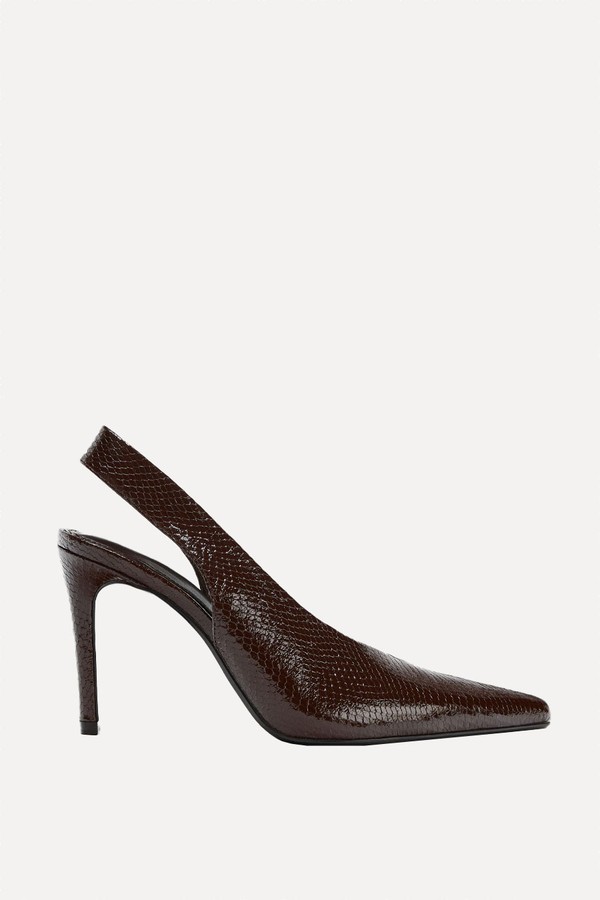 Embossed Animal Print High-Heel Shoes from Zara