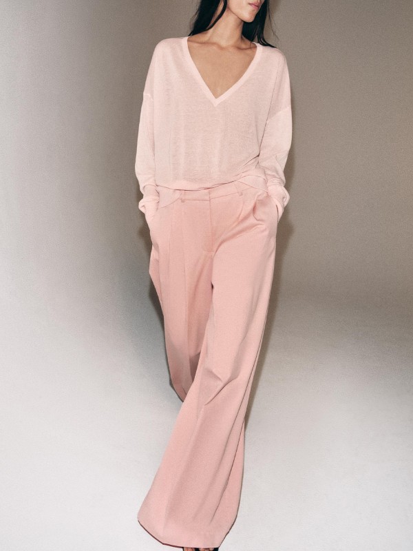 Wide-Leg Pleated Trousers