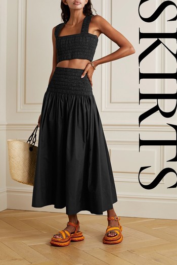 Catalina Shirred Cotton Poplin Maxi Skirt from A.L.C