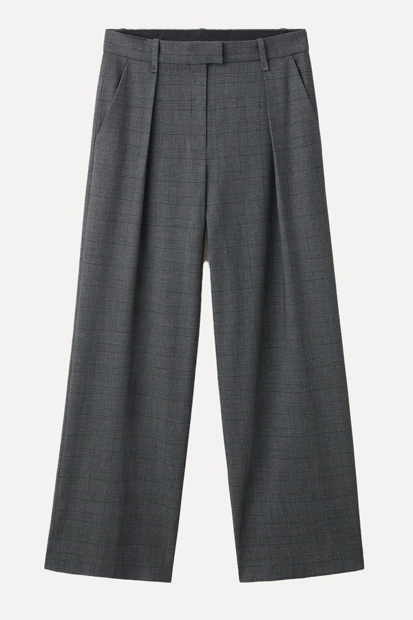 z from Pleated check-print suit trousers, £49.99 | Mango
