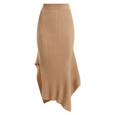 Asymmetric Ribbed-Knit Skirt from Stella McCartney