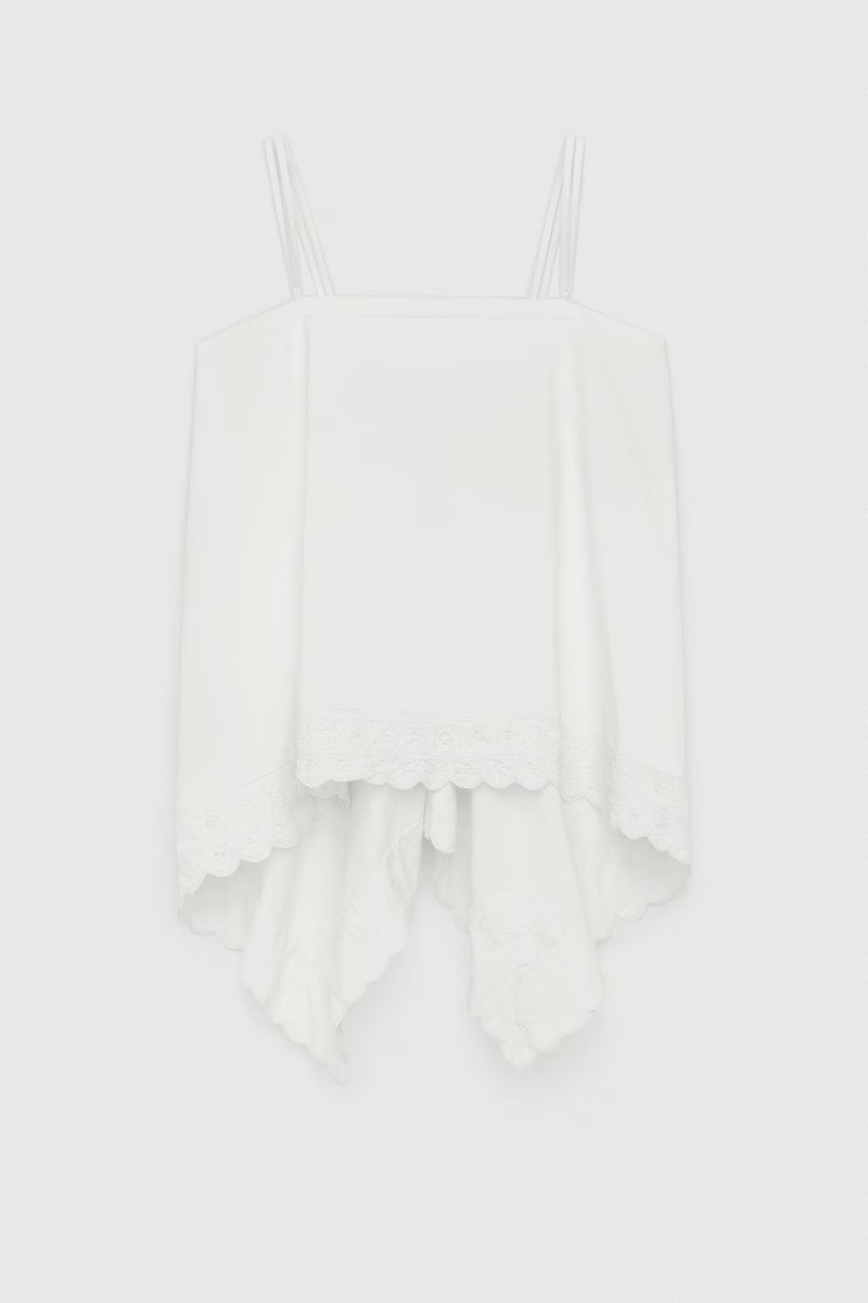 Embroidery-Detail Strap Top