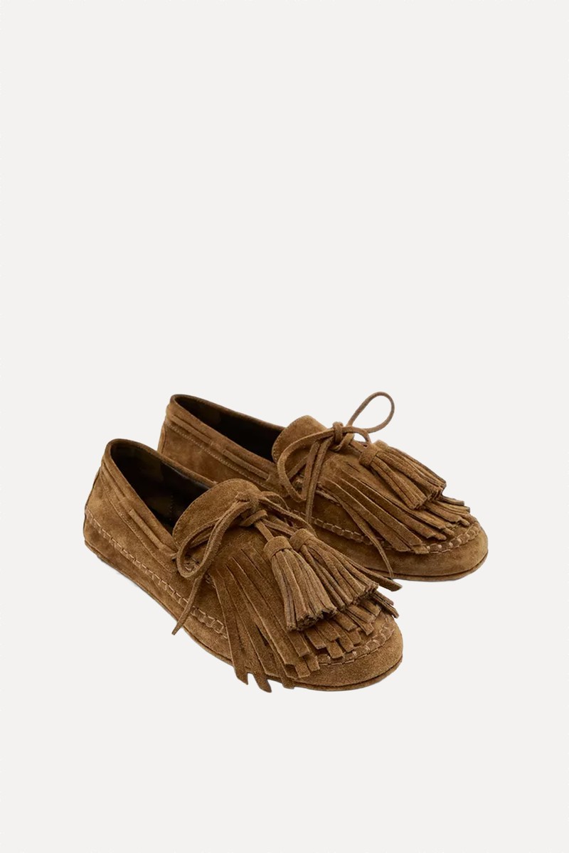 Split Suede Loafers With Fringing & Tassels from Massimo Dutti