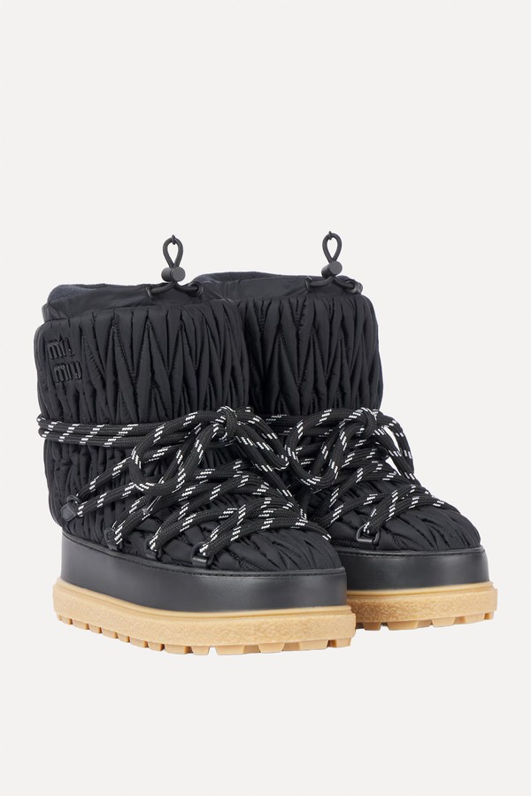 Logo Matelassé Snow Boots from Miu Miu 