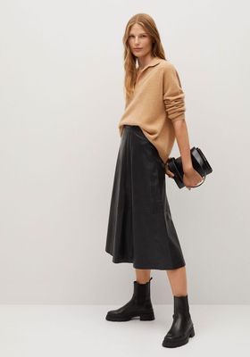 Ruffled Leather Skirt from Mango