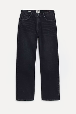Black High Waisted Relaxed Straight Leg Jeans from River Island